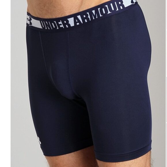 Under Armour Men’s HeatGear Sonic Compression Shorts Navy Blue White Size Medium - Picture 8 of 14